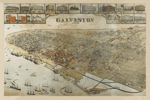 Galveston's Gilded Age - 1885 Bird's Eye Map